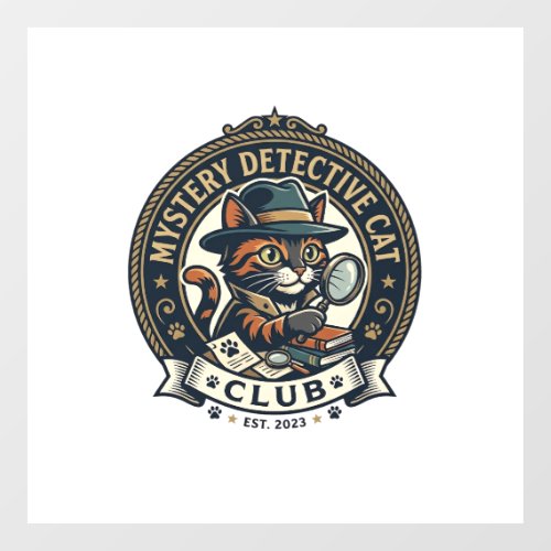 Mystery Detective Cat Cat Graphic Tee Art - Myster Window Cling