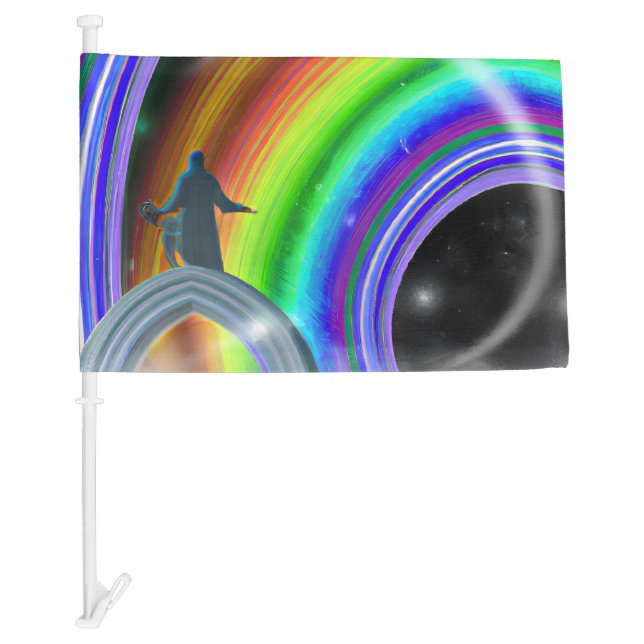 Mystery Figure at the Inter-Dimensional Stargate Car Flag (Front)
