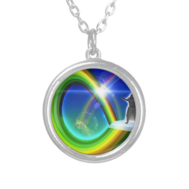 Mystery Figure at the Inter-Dimensional Stargate Silver Plated Necklace (Front)