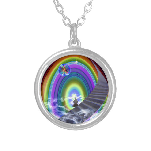 Mystery Figure at the Inter-Dimensional Stargate Silver Plated Necklace (Front)