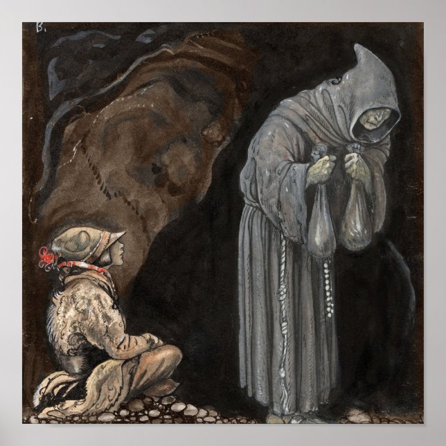 Mystery Figure in Hooded Cloak with Boy Poster (Front)
