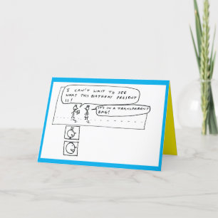 Mystery gift surprise birthday cartoon joke holiday card