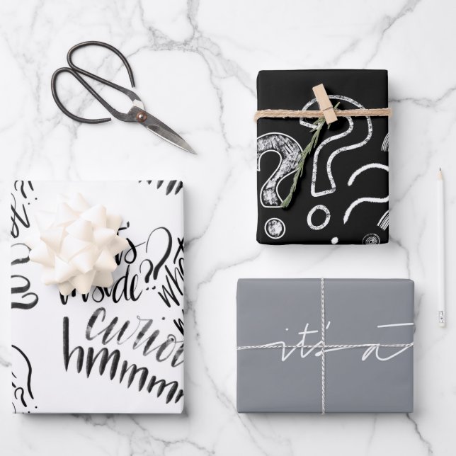 Mystery gift wrapping paper sheets (Front)
