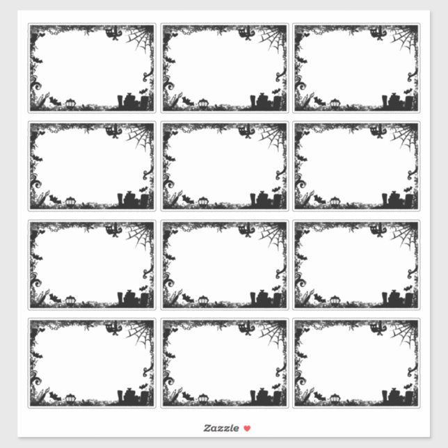 Mystery Halloween Black and White Stickers Frames  (Sheet)