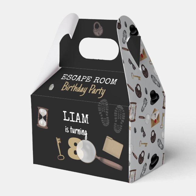 Mystery Kids Secret Agent Spy Detective Birthday Favor Boxes (Front Side)