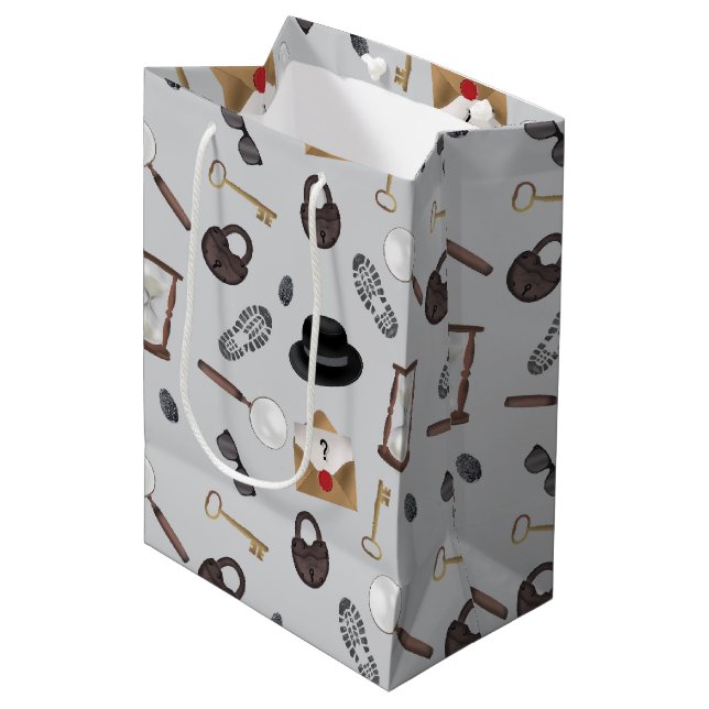 Mystery Kids Secret Agent Spy Detective Theme Medium Gift Bag (Front Angled)
