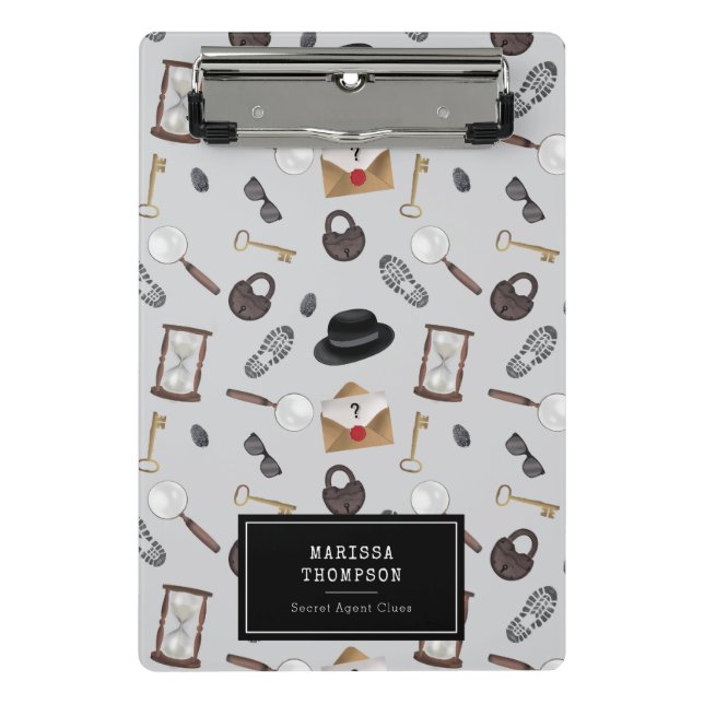 Mystery Kids Secret Agent Spy Detective Theme Mini Clipboard (Front)