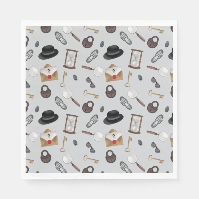 Mystery Kids Secret Agent Spy Detective Theme Napkins (Front)