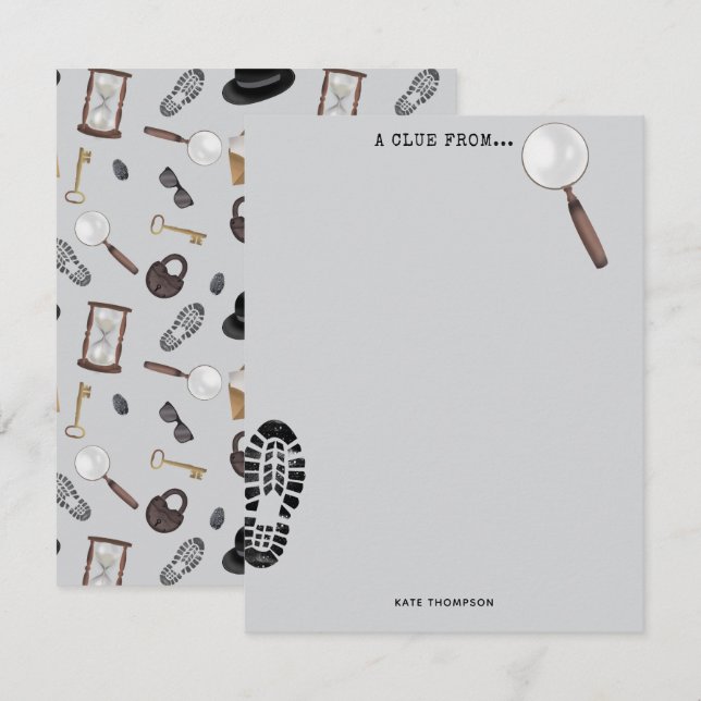 Mystery Kids Secret Agent Spy Detective Theme Note Card (Front/Back)