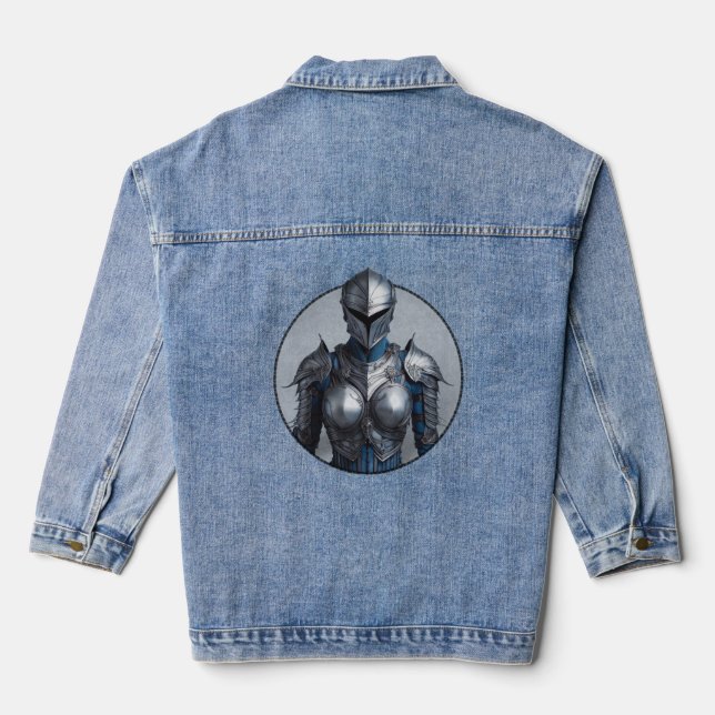 Mystery Lady in Silver Armor Denim Jacket (Back)
