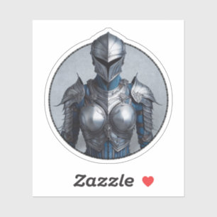 Mystery Lady in Silver Armor Denim Jacket Sticker