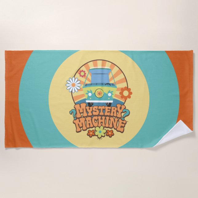 Mystery Machine Van Floral Graphic Beach Towel (Front)