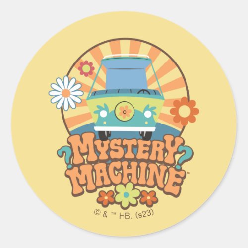 Mystery Machine Van Floral Graphic Classic Round Sticker