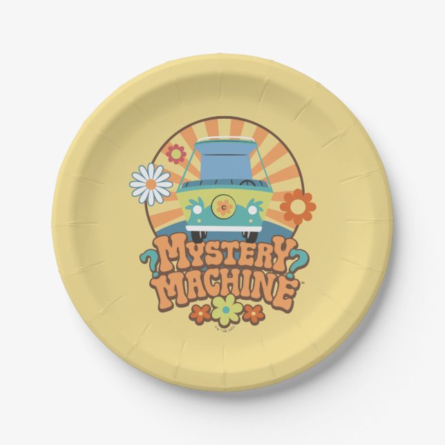 Mystery Machine Van Floral Graphic Paper Plates (Front)