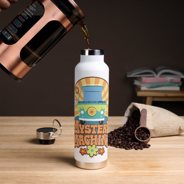 Mystery Machine Van Floral Graphic Water Bottle (Coffee)