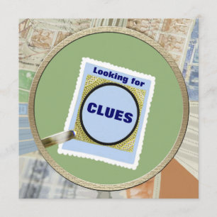 Mystery Magnifying Glass Clues Birthday Party Invitation