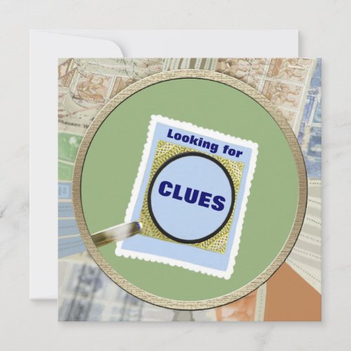 Mystery Magnifying Glass Clues Birthday Party Invitation