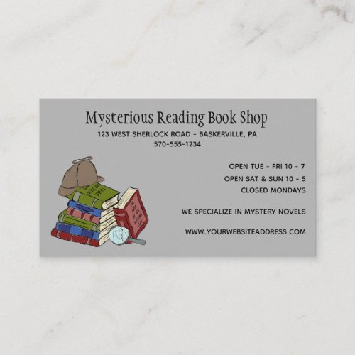 Mystery Novels Book Shop Book Store Business Card