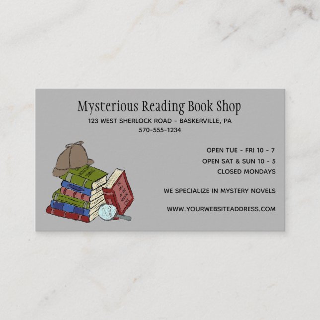 Mystery Novels Book Shop Book Store Business Card (Front)