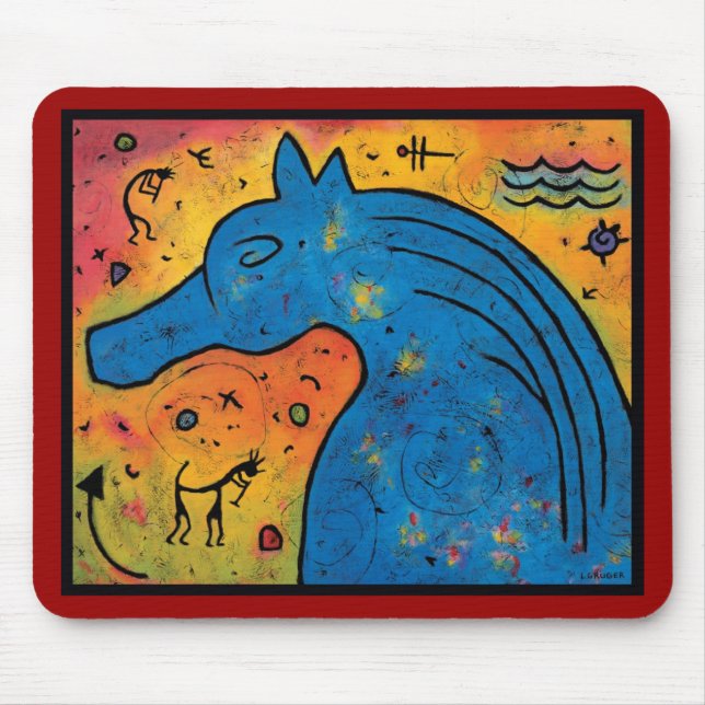 Mystery of Blue Horse Mouse Pad - 9.25" x 7.75" (Front)