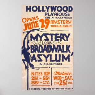 Mystery of Broadwalk Asylum Vintage Poster