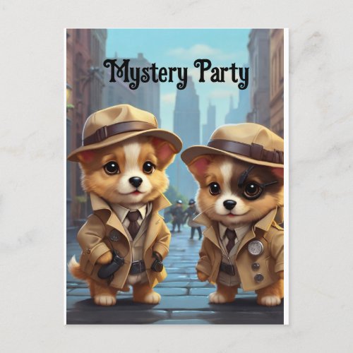 Mystery Party Pups Postcard
