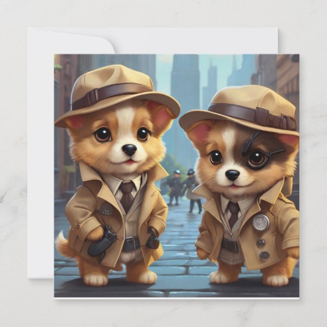 Mystery Party Pups (wordless cover) Invitation (Front)