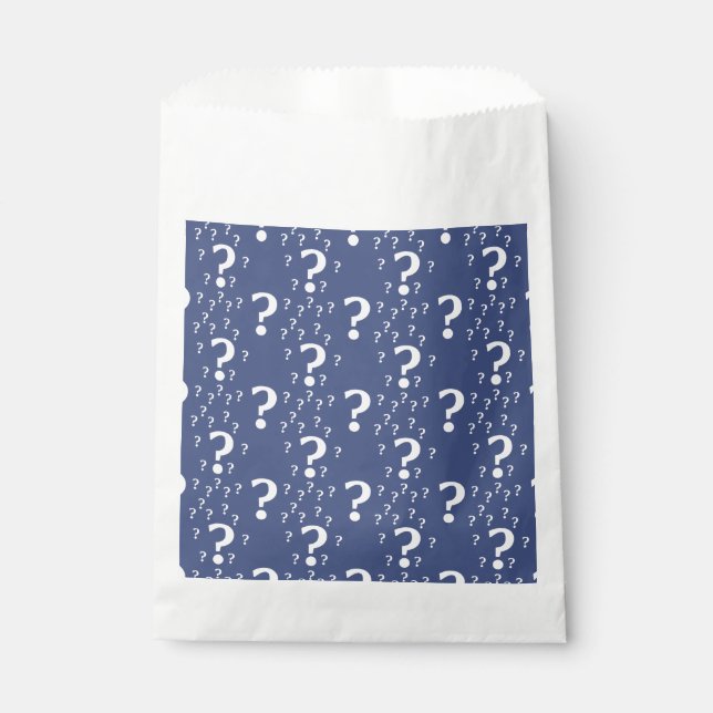 Mystery question mark riddle puzzle blue favor bag (Front)