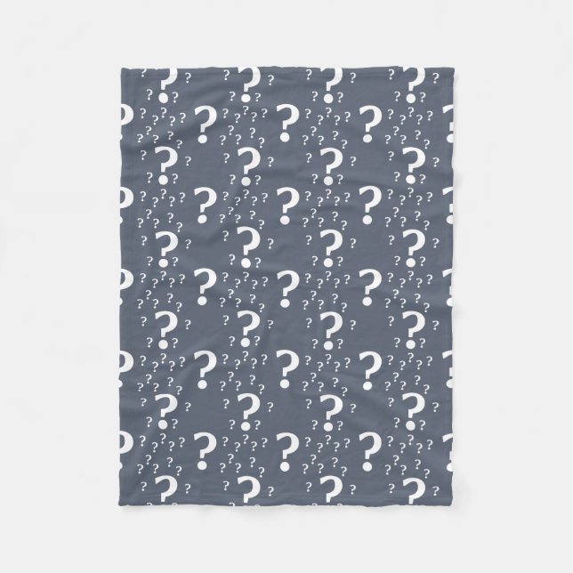 Mystery question mark riddle puzzle blue-gray fleece blanket (Front)