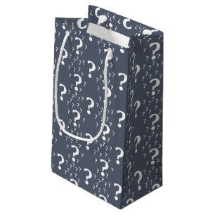 Mystery question mark riddle puzzle blue-gray small gift bag