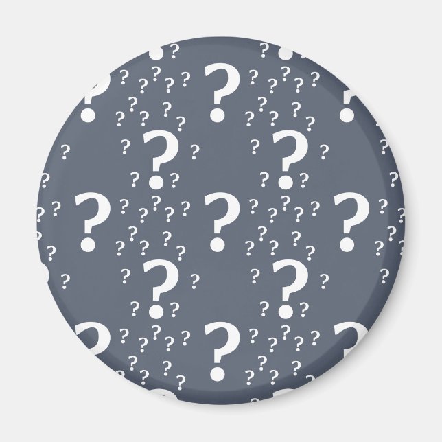 Mystery question mark riddle puzzle blue-grey magnet (Front)