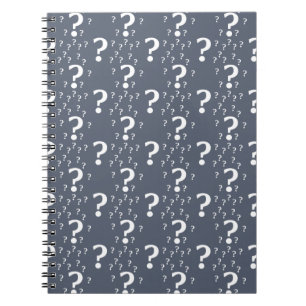 Mystery question mark riddle puzzle blue-grey notebook