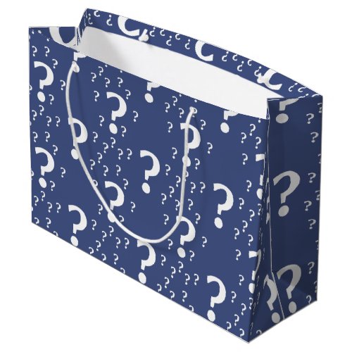 Mystery question mark riddle puzzle blue large gift bag