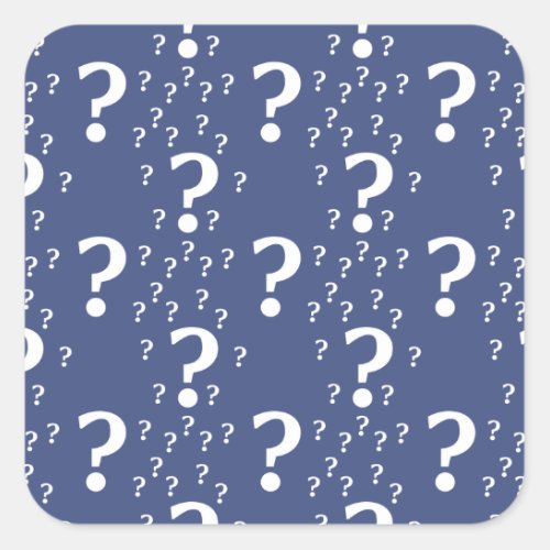 Mystery question mark riddle puzzle blue square sticker