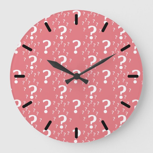 Mystery question mark riddle puzzle coral large clock (Front)