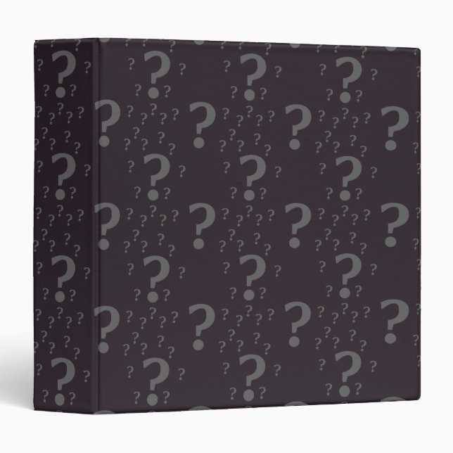 Mystery question mark riddle puzzle gray 3 ring binder (Front/Spine)