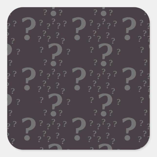 Mystery question mark riddle puzzle gray square sticker (Front)