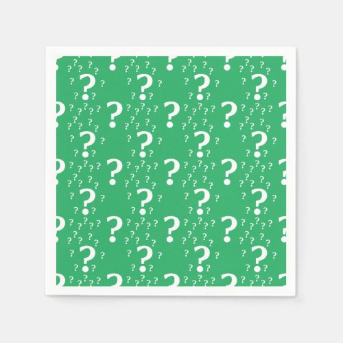 Mystery question mark riddle puzzle green napkins