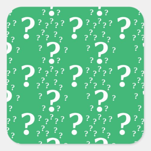 Mystery question mark riddle puzzle green square sticker