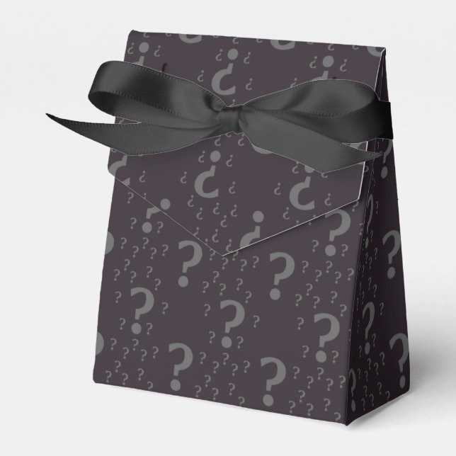 Mystery question mark riddle puzzle grey favor boxes (Front Side)