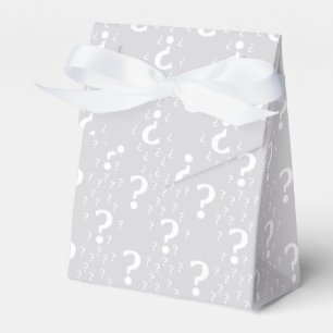 Mystery question mark riddle puzzle light gray favor boxes
