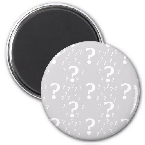 Mystery question mark riddle puzzle light grey magnet