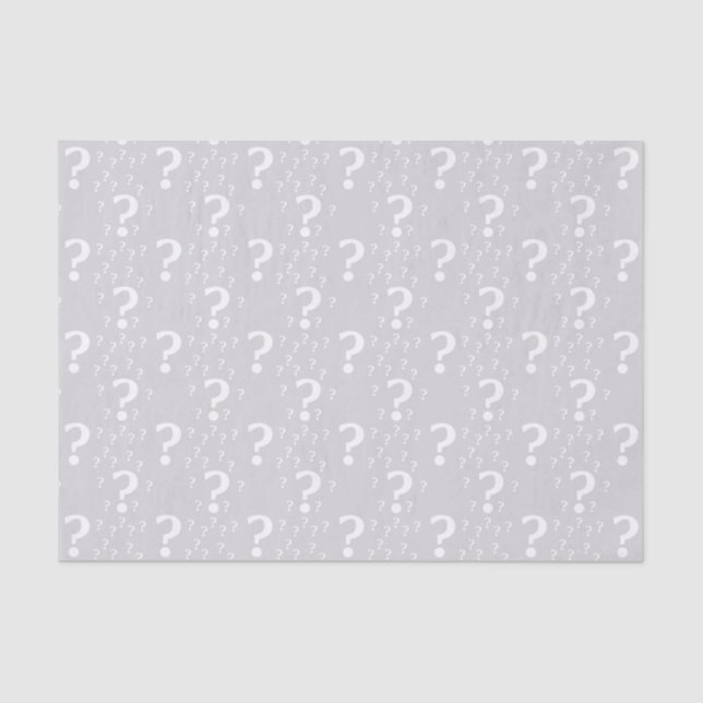 Mystery question mark riddle puzzle light grey tissue paper (Front)