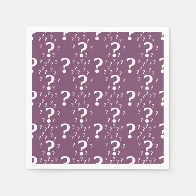 Mystery question mark riddle puzzle mauve napkins (Front)