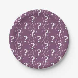 Mystery question mark riddle puzzle mauve paper plates