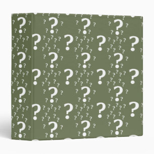 Mystery question mark riddle puzzle olive green 3 ring binder