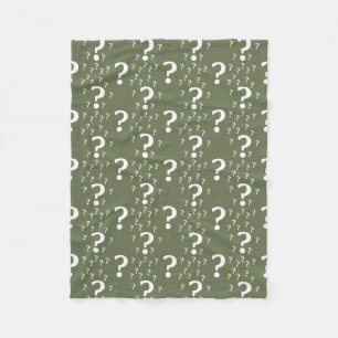 Mystery question mark riddle puzzle olive green fleece blanket