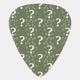 Mystery question mark riddle puzzle olive green guitar pick