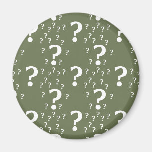 Mystery question mark riddle puzzle olive green magnet