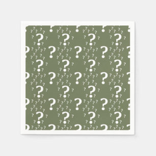 Mystery question mark riddle puzzle olive green napkins